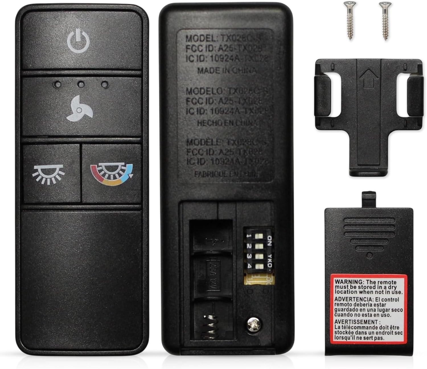 TX028C-S Ceiling Fan Remote Control A25-TX028C-S – Replacement for Hampton Bay & Home Decorators Collection Fans – 3-Speed Fan & Light Control, Dimmer & Color-Temperature Adjustment, 304 MHz