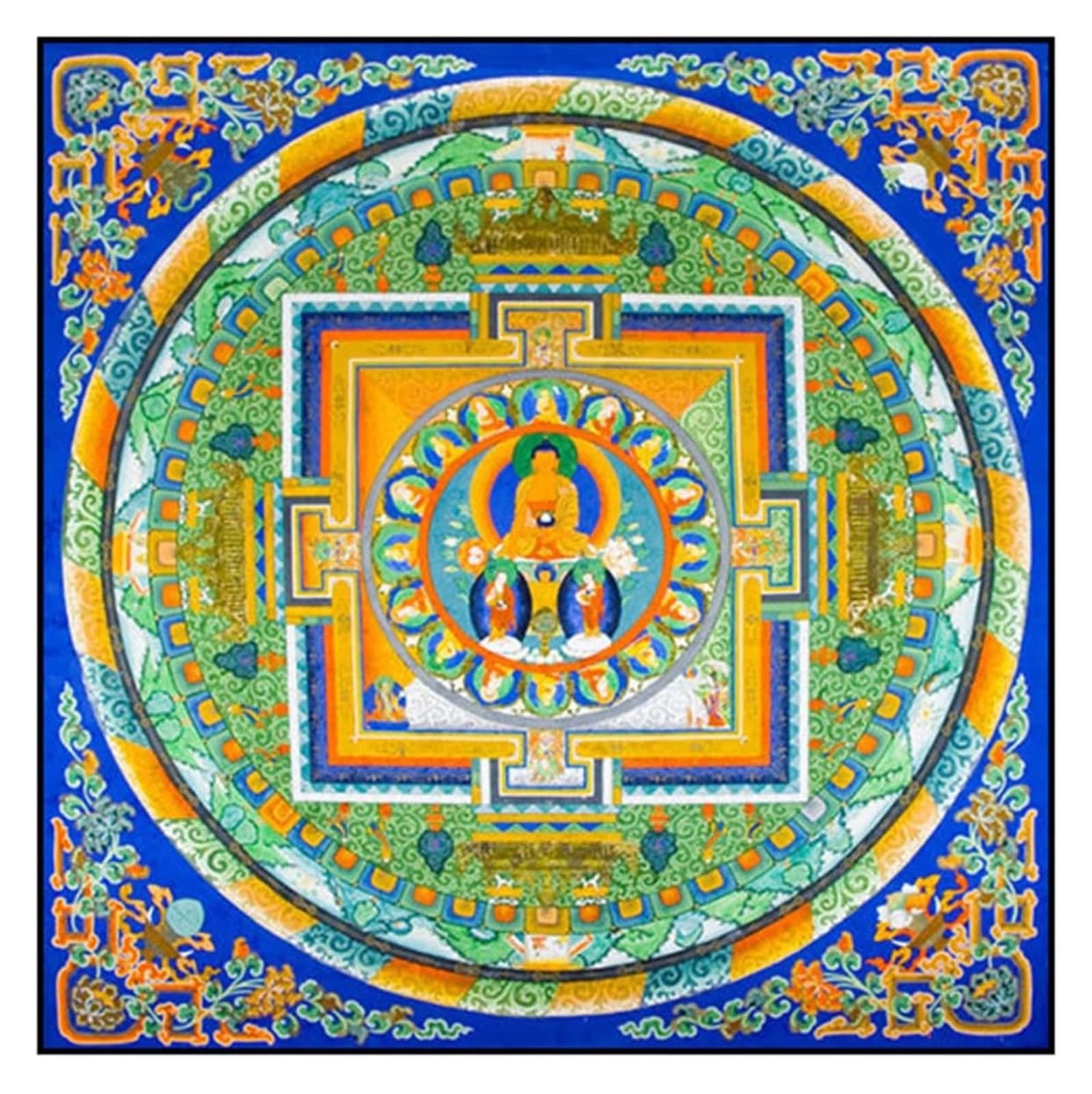 Tibetisch-buddhistische Thangka Tibetisch-buddhistische Thangka-Wandkunst mit Rahmen for Wohnkultur, Meditation, mehrere Größen(50x50cm)