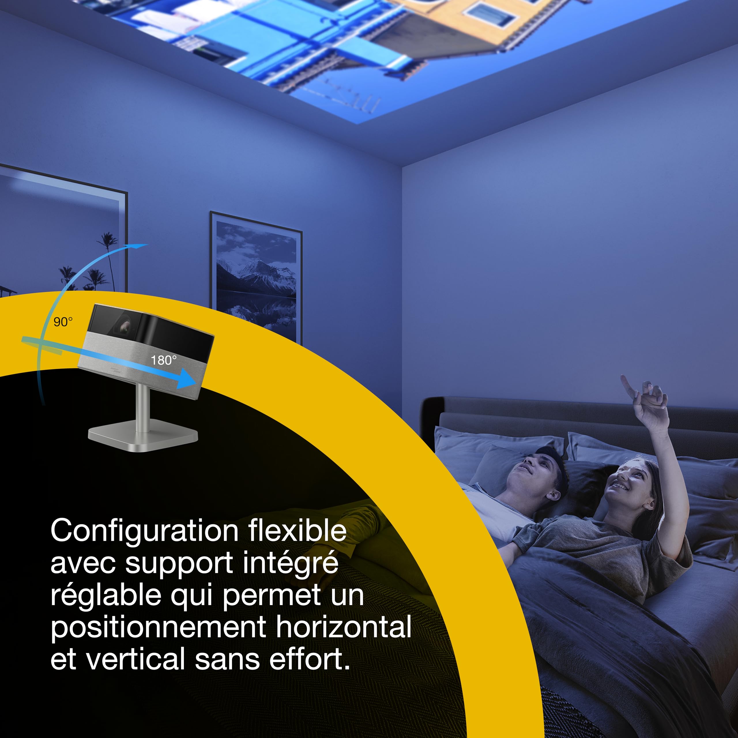 Epson Lifestudio Flex Plus EF-72 | Projecteur TV Intelligente Portable, 4K Pro-UHD | 1 000 lumens | 3LCD x RGB-LED | Sound by Bose | Google TV | Config. aisée | Écran 150 po | Garantie 5 Ans | Chêne