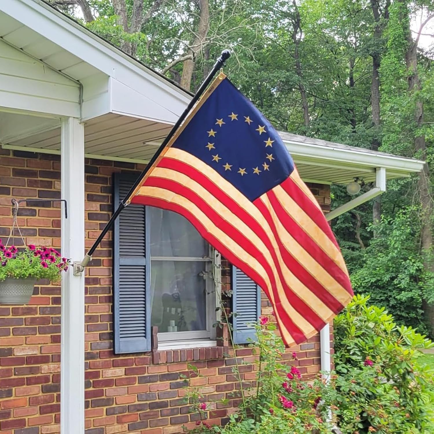 Betsy Ross Flag 4x6 Ft Tea-Stained Vintage American Flag with Embroidered 13 Stars, Heavy Duty 250th Anniversary Flags 13 Colonies Banner for Outdoor Decor
