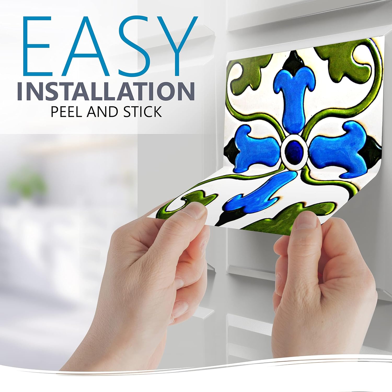 Tile Stickers Backsplash Tiles by Mi Alma 6x6 Inch 24 pcs Talavera Tile Decals Application Design Ideal for Ceramic Glass Wood Bathroom Decals, Kitchen Decals Wall Decals (Decorative Tile Sticker)