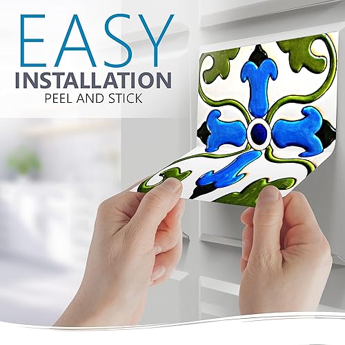 Miniatura 3 de Mi Alma - Adhesivos para azulejos en muro de 6 x 6 pulgadas, 24 unidades, calcomanías de azulejos Talavera, diseño de aplicación ideal para