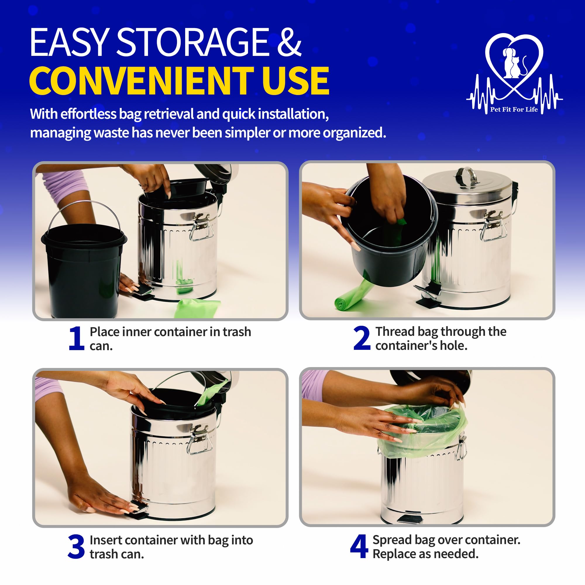 Pet Waste Can with Pedal - Small Steel Trash Can -7