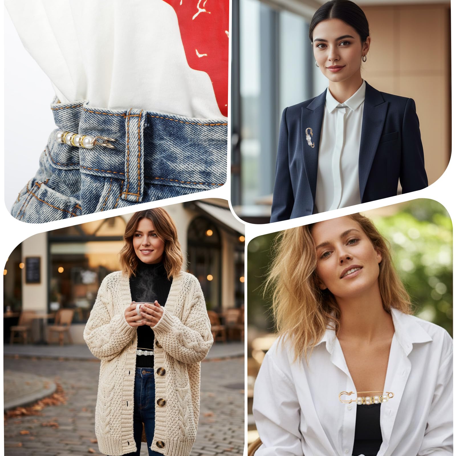 Perłowe agrafki zestaw dekoracyjnych agrafek do spodni napinacz talii moda perłowa broszka przypinki perły stras broszki dla kobiet odzież sukienki dżinsy szal akcesoria dekoracyjne