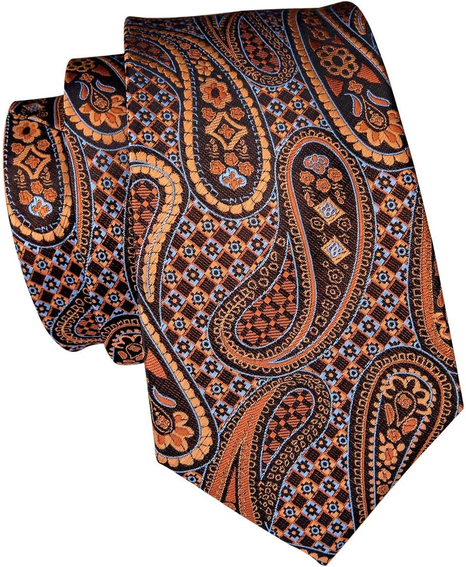 Hi-Tie Men Silk Ties Set with Flower Lapel Pin Necktie Pocket Square Cufflinks for Tuxedo Wedding Business - Image 4