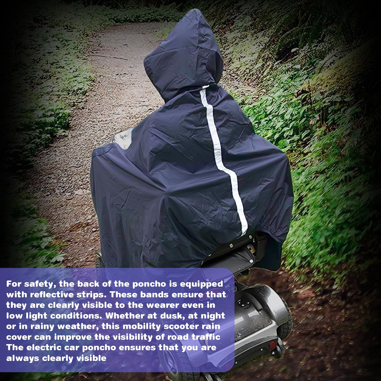 Poncho de pluie pour véhicules électriques : 165 x 110 x 175 cm Mobility Scooter Protection contre la pluie pour fauteuils roulants, scooter électrique, poncho de pluie universel imperméable