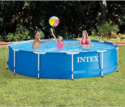 Miniatura 8 de Intex Cubierta redonda de 12 pies por 30 pulgadas para piscina sobre el suelo y Intex de 12 pies, PVC, con capacidad para 6 personas, color gris