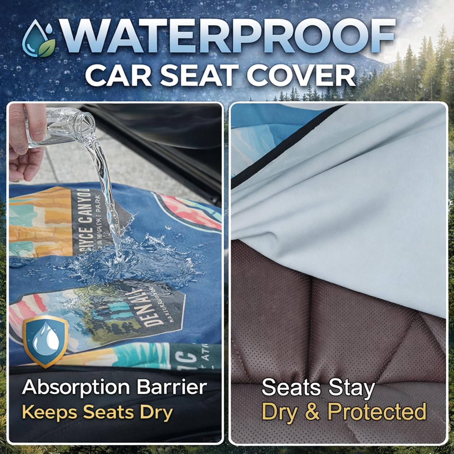 NNG 2 PCS Front Waterproof Car Seat Towel Covers, Sweat Seat Protector for Cars and SUVs with Headrest Cover and Fixed Hooks for Use After Gym, Beach, Swimming, and Outdoor Activities