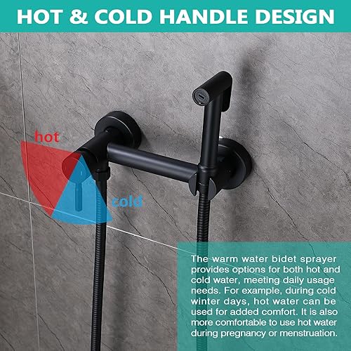 Miniatura 3 de BARROCK Pulverizador de bidé de agua caliente para inodoro con válvula de mezcla de latón caliente y fría, juego de accesorios de pulverización de