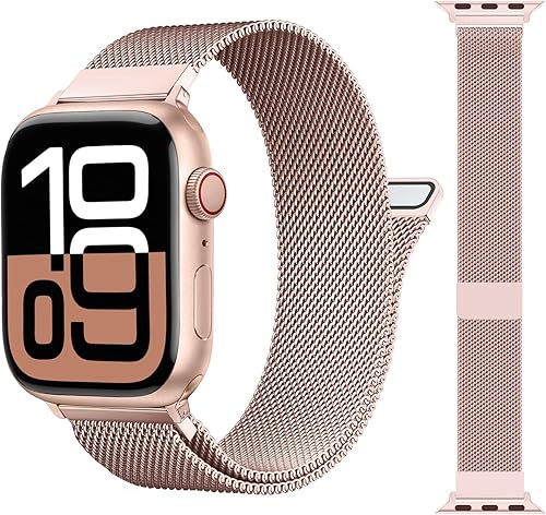 Correa milanesa original patentada compatible con Apple Watch Series 9, 8, 7, 6, 5, 4, 3, Ultra 2, 1, SE, de 1.929 in, 1.772 in, 1.732 in, 1.654 in,