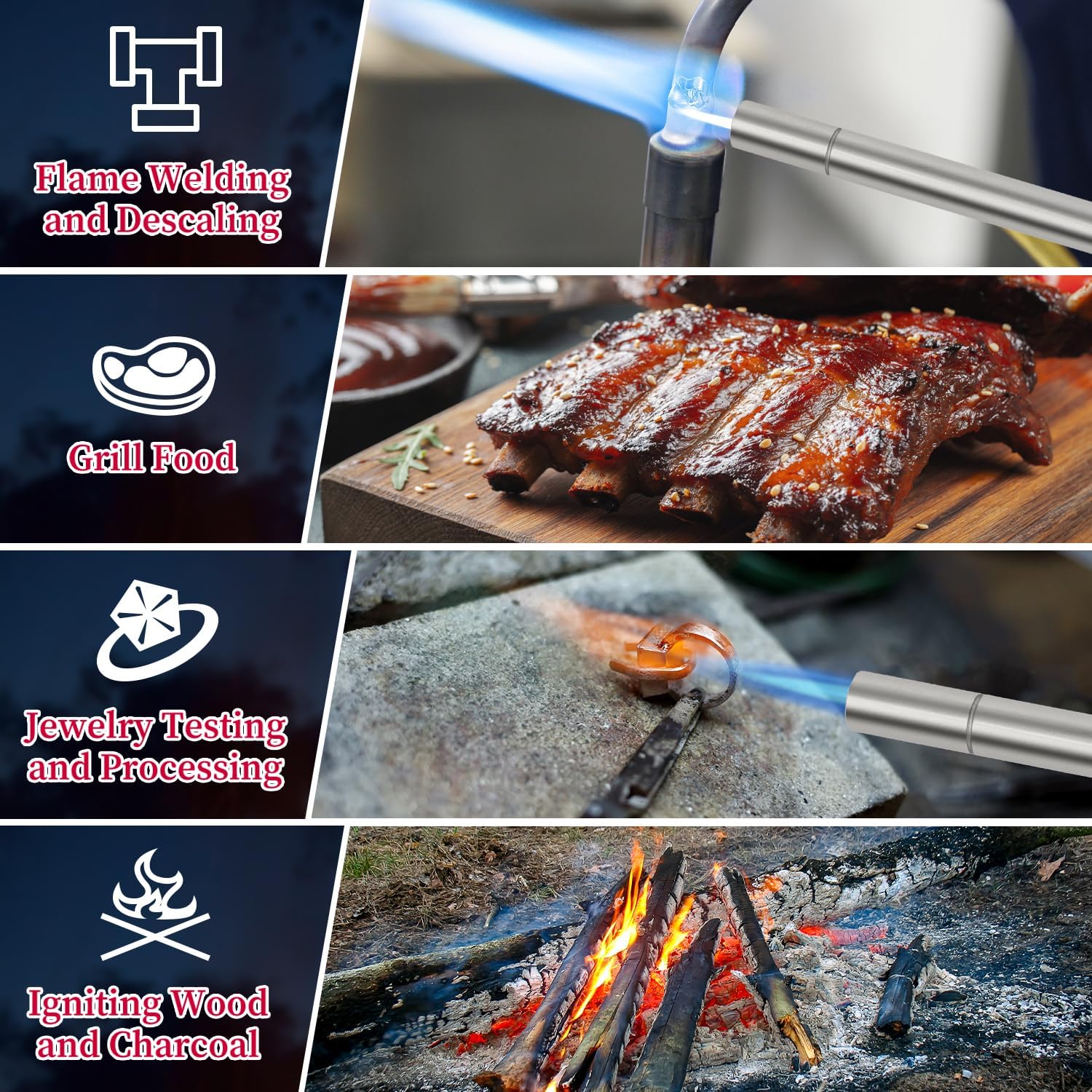 DOMINOX Trigger Start Propane Torch Head, High Intensity Propane Torch Head with Igniter, Map Gas Torch Head for Cooking, Welding, Searing and Brazing