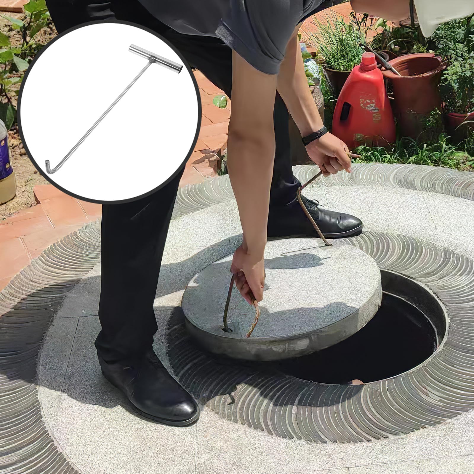 Manhole Cover Hook - Stainless Steel Lifting Tool -8