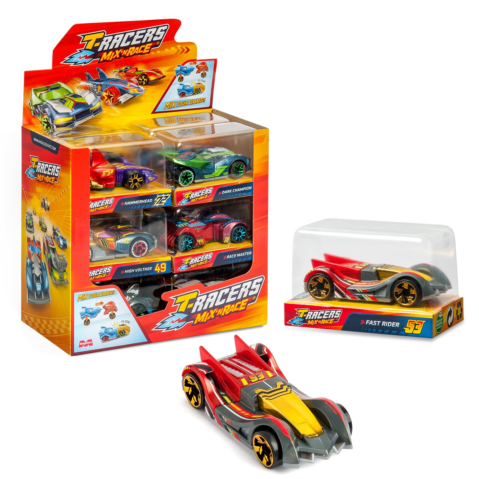 T-RACERS Mix 'N Race – Collection 1/2 De 12 Voitures à Personnaliser : Pièces Et Roues Interchangeables Pour Des Combos Uniques