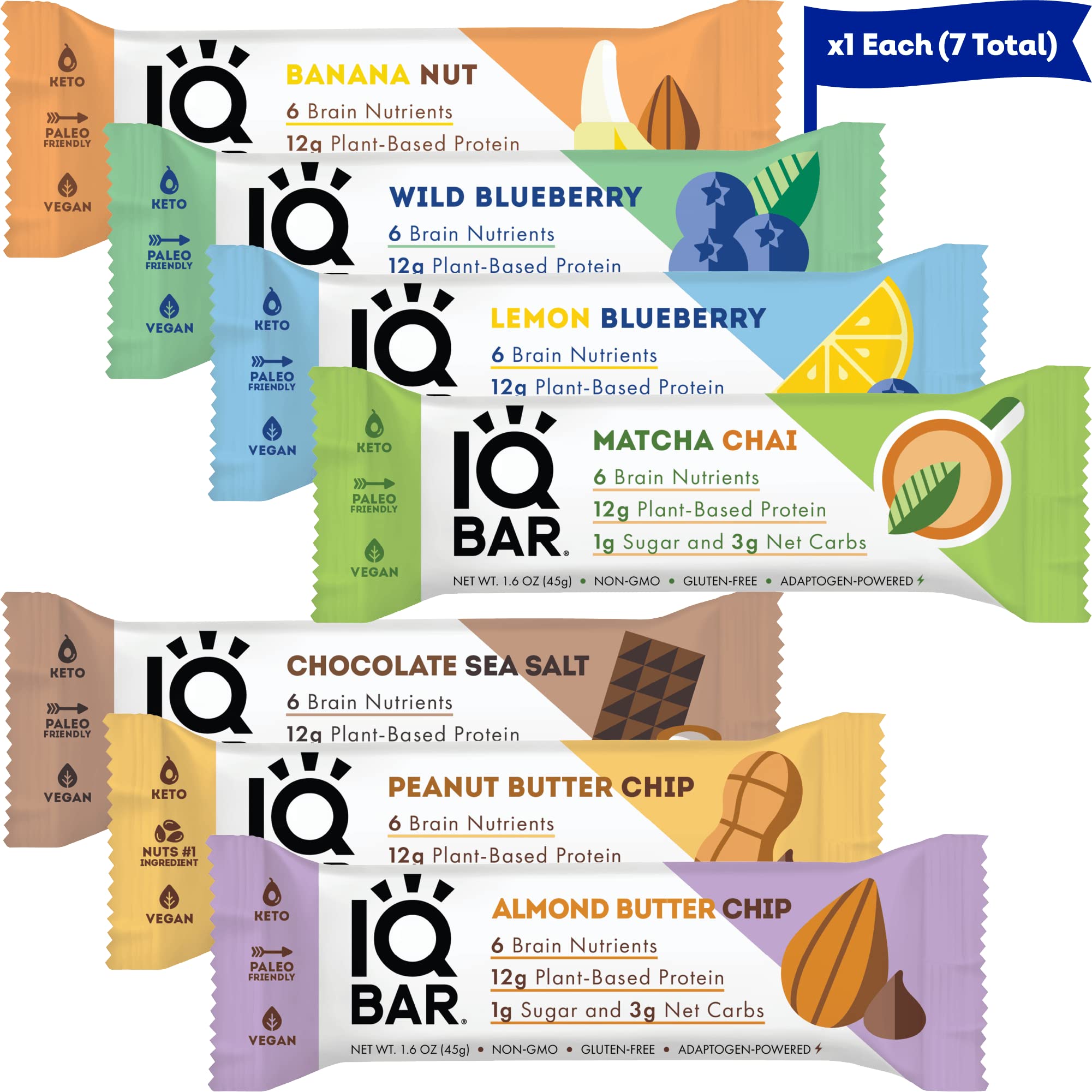IQBAR Brain and Body Keto Protein Bars 7 Sampler Keto Bars Energy