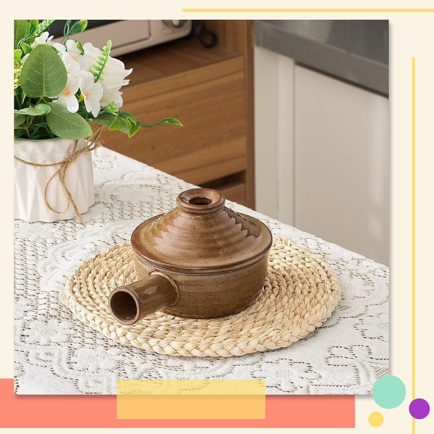 Maxdot 4 Pack Egg Cooker Egg Microwave Cooker with Lid and Hollow Hand Ceramic Microwave Poacher for Household Use and Food Preparation