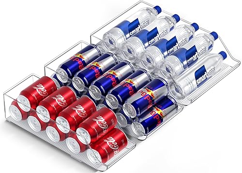 Sorbus Organizador de latas de soda para refrigerador, 3 tamaños variados soporte estándar para latas de soda, dispensador de latas delgadas y