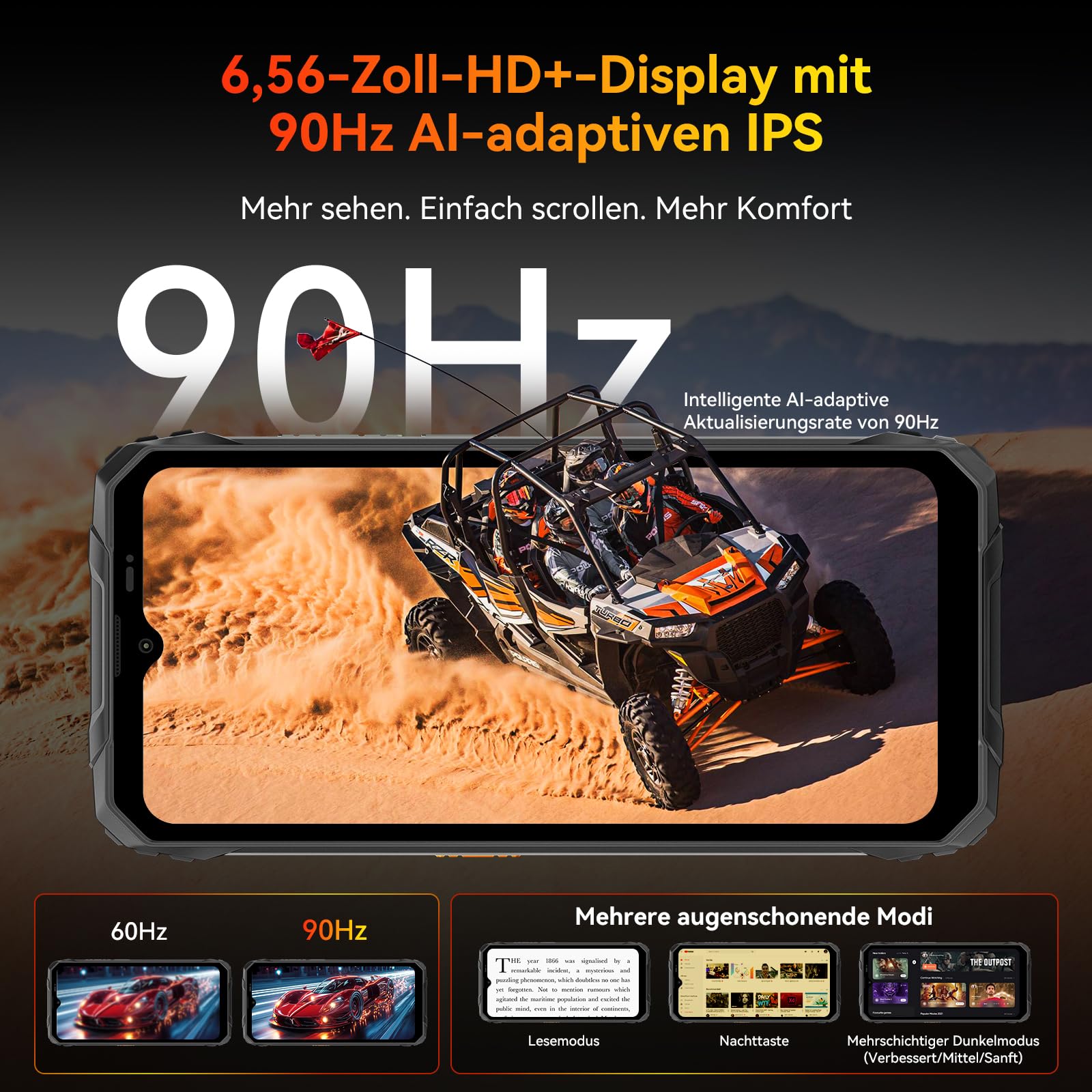 Blackview Outdoor Handy ohne Vertrag, 10000mAh Akku Android 16 Smartphone Outdoor, IP68/IP69K Baustellenhandy, bis zu 12GB+128GB (TF 2TB), 6,56" 90Hz Dual SIM, NFC, OTG, GPS, 3 Jahre Herstellerschutz