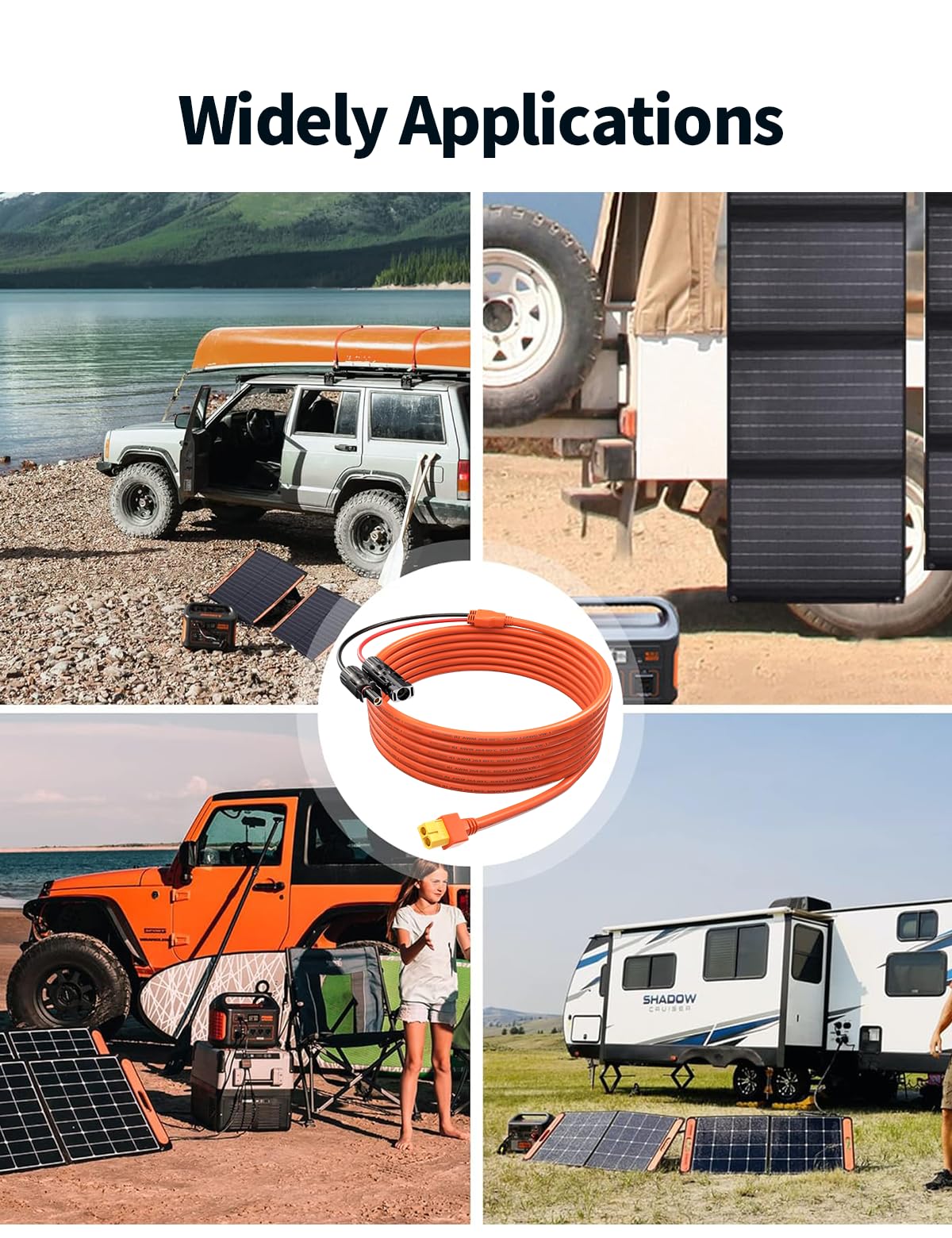 Cavo solare con connettore XT60, cavo per pannello solare da 5 metri, cavo di ricarica solare, cavo solare, 12 AWG, compatibile con EF DELTA 2 e River Pro MAX Powerstation 757, pannello solare