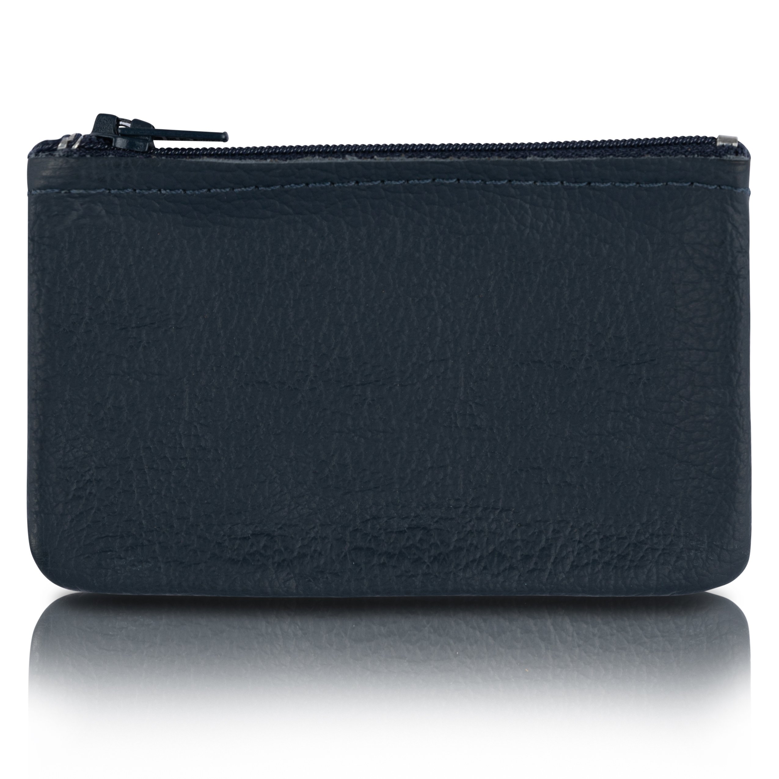 Genuine Leather Small Zipper Pouch Coin Purse for Women Change Holder for Men Size 4 x2.5 Made in U.S.A (Navy)