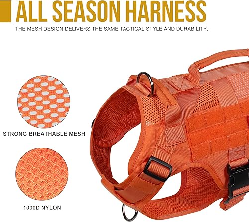 Vista 83 de OneTigris Arnés táctico sin tirones para perros pequeños, diseño de malla, chaleco transpirable para perros militares, chalecos Molle con asas