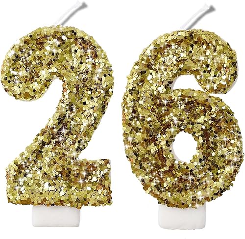 Miniatura 100 de Velas de números con purpurina de oro rosa de 2.8 pulgadas, muchos colores, regalos de cumpleaños de 22 años, velas de cumpleaños, velas de números