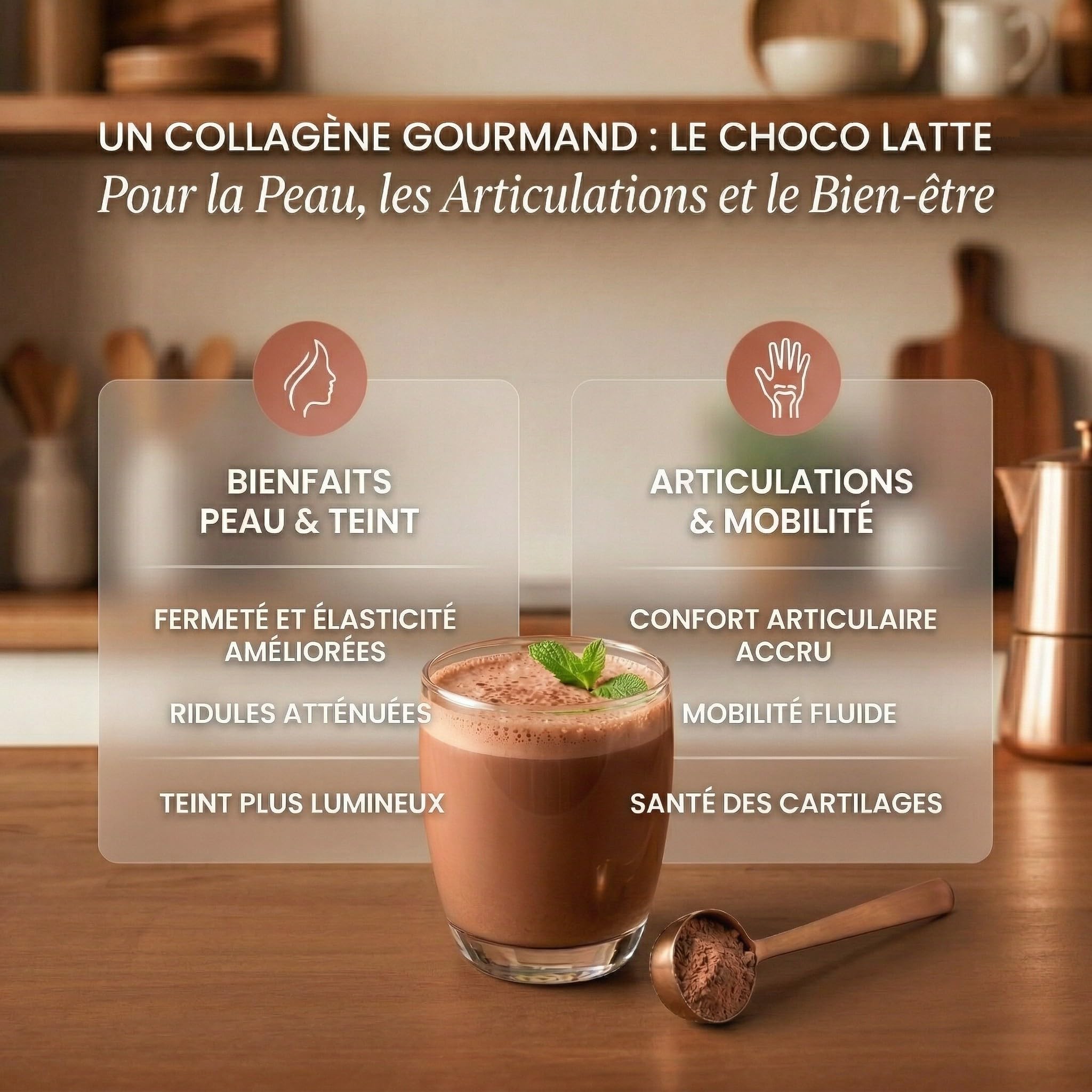 Vitamoon - Collagène Poudre Cacao - 8500mg - Peau Cheveux Articulations