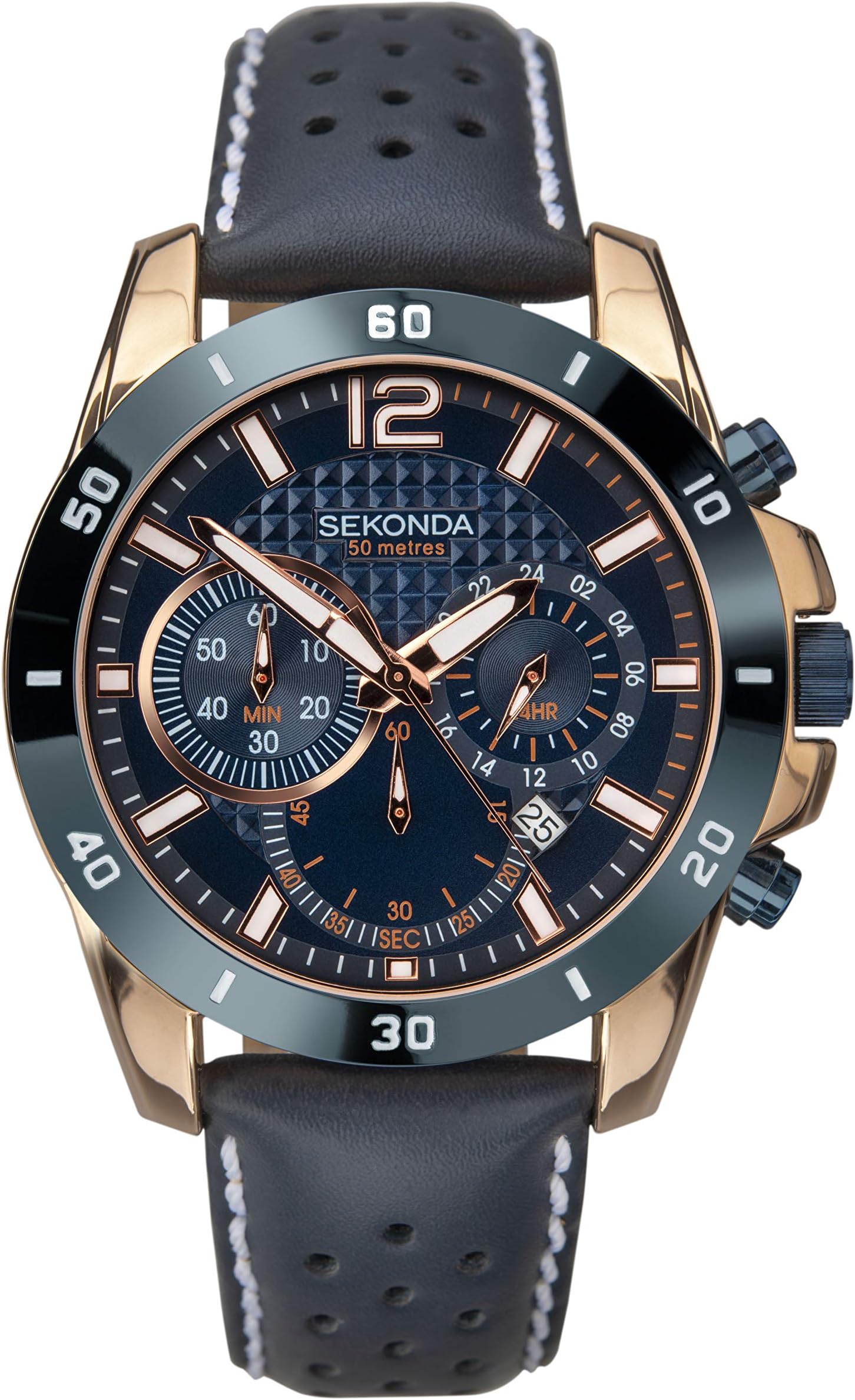 Solo Mens Watch – 44mm Sport Chronograph Watch for Men, Date Window and Fixed Bezel – 50m Water Resistant – 2 Year Warranty