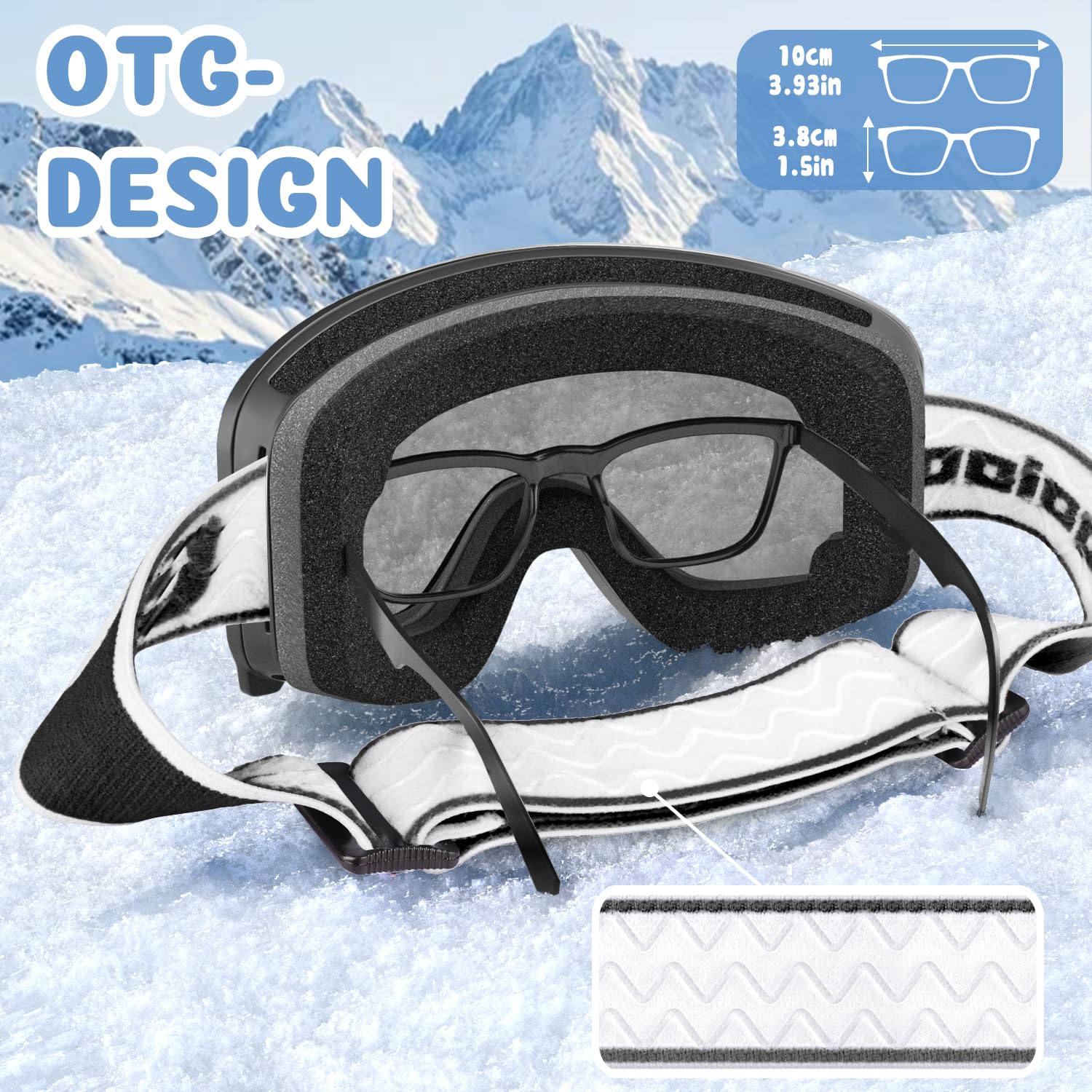 COOLOO Skibrille Kinder, Ski Brille für Brillenträger 100% UV-Schutz & Anti Fog Auswechselbare Linsen Rutschfestes Kopfband Kompatibler Helm Snowboardbrille für Kinder 3-14 Jahre