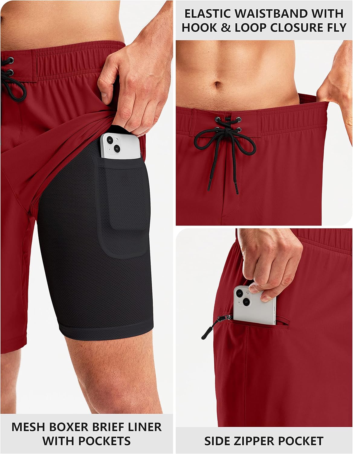 Pinkbomb Men's Swim Trunks with Compression Liner 9 Inch Quick Dry Swimsuit Swimming Swim Board Shorts for Men with Pockets - Image 4