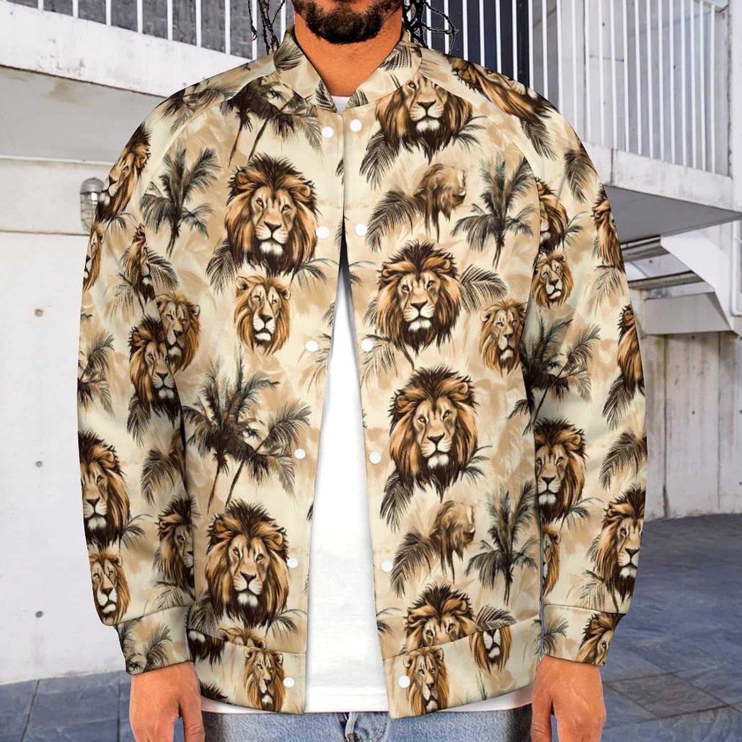 Lion Baseball Jacket Casual Sportswear Bomber Jacket Coat for Men Women