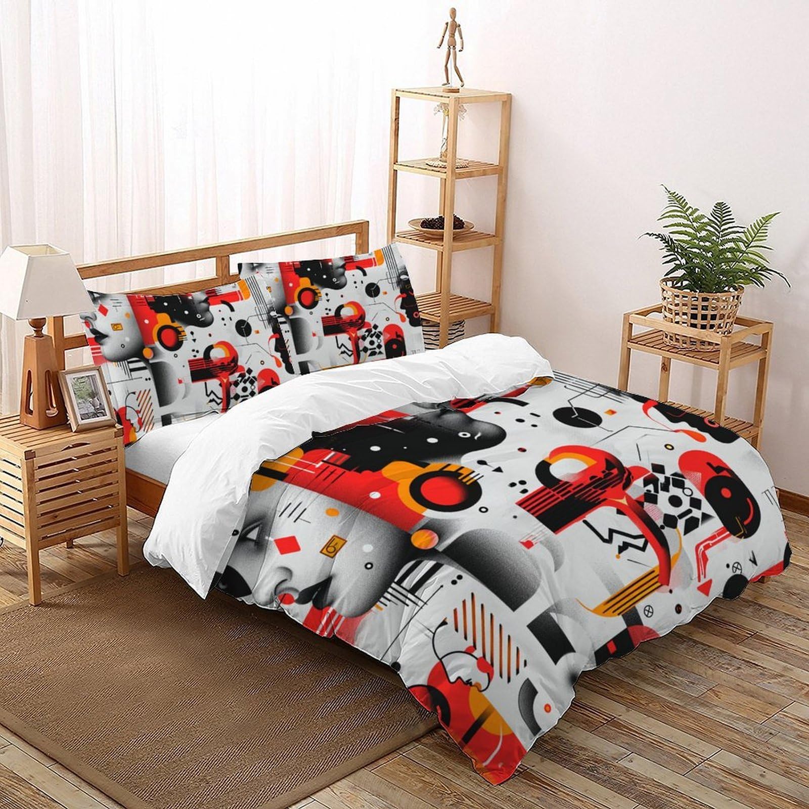 Housse de couette facile d'entretien 260x220 cm avec zip pour éviter la couette qui glisse dans le lit