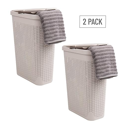 Miniatura 7 de Mind Reader Cesta de la colección Basket para la ropa sucia, capacidad de 40 litros (33.1lbs33 libras), asas recortadas, tapa con bisagras adjuntas,
