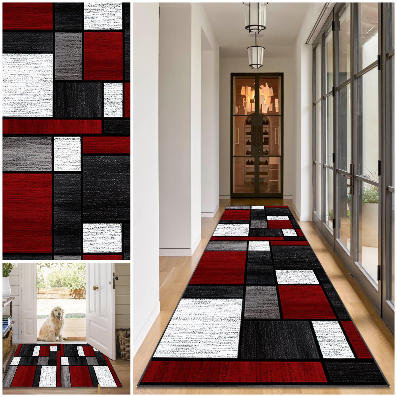 Runner Rugs for Hallway Washable Kitchen Rugs 60 x 300 cm Hall Runners Non Slip Long Kitchen Runner Rug Absorbent Floor Carpet Area Rug Door Mats Carpet Runner for Hallway Entryway Laundry Room
