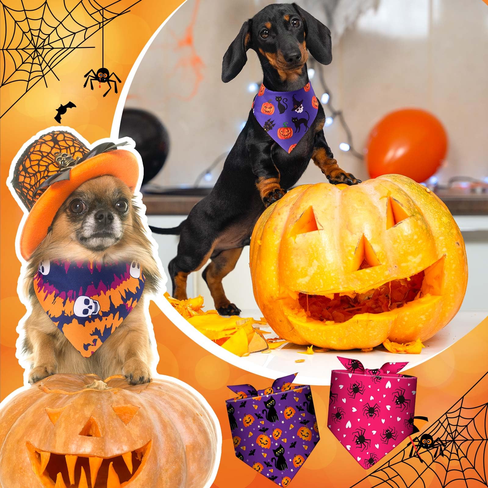 Hundehalstücher für Hunde, Dreieckstuch, Katzenschal, Welpenschal, Haustierhalstücher für Welpen, Katzen, Geburtstagsparty, Kostüm (Halloween), 72 Stück