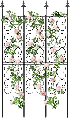 60'' H x 33.3'' W Metal Garden Trellis for Climbing Plants Outdoor - Rustproof Plant Support Privacy Screen - Heavy Duty Wall Trellis for Rose Clematis Flowers Vine
