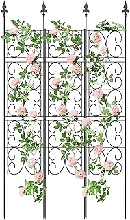 60'' H x 33.3'' W Metal Garden Trellis for Climbing Plants Outdoor - Rus...