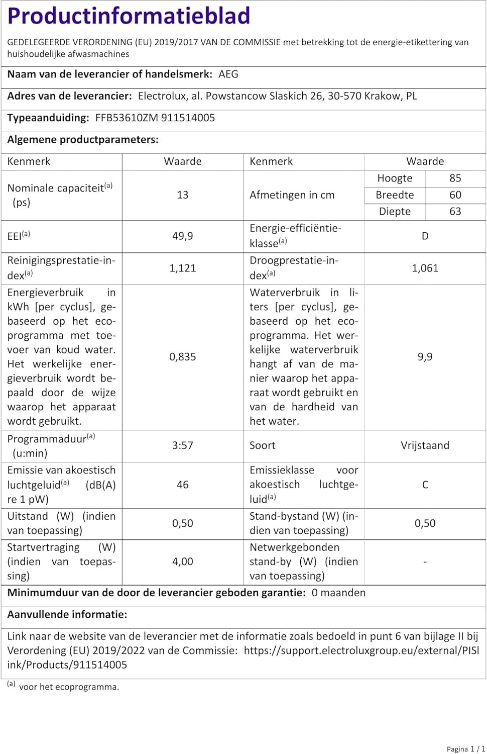 AEG FFB53610 Lavastoviglie, 13 Coperti, 42 Decibel, Inox AEG FFB53610 Lavastoviglie, 13 Coperti, 42 Decibel, Inox