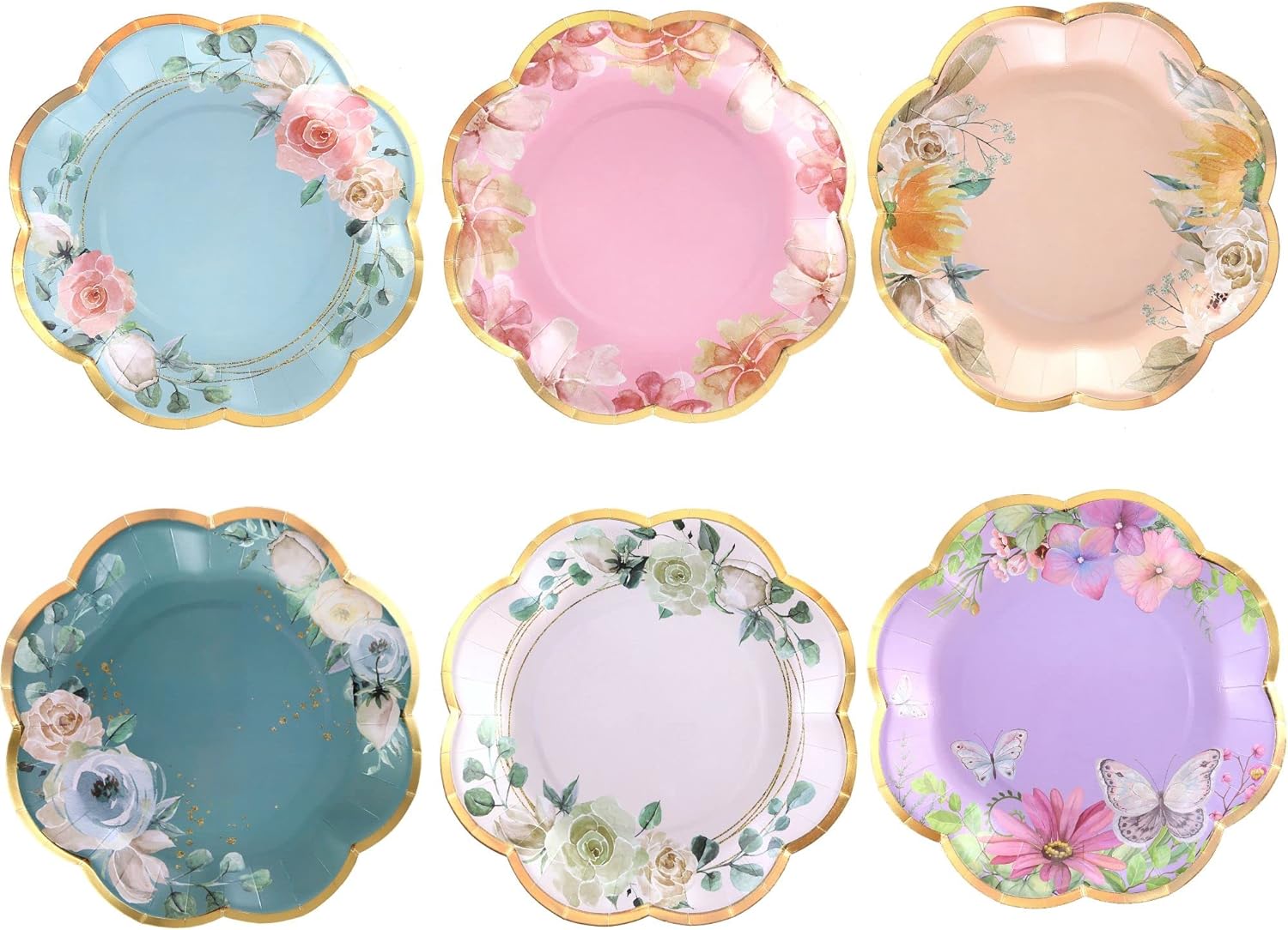 Winoo Design Floral Paper Plates 48 PK 9 Inches Floral