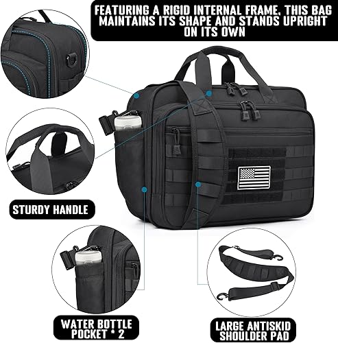 Miniatura 5 de Bolsa táctica para computadora portátil, maletín militar grande de 17.3 pulgadas, bolsa de trabajo para computadora, oficina, para hombres con