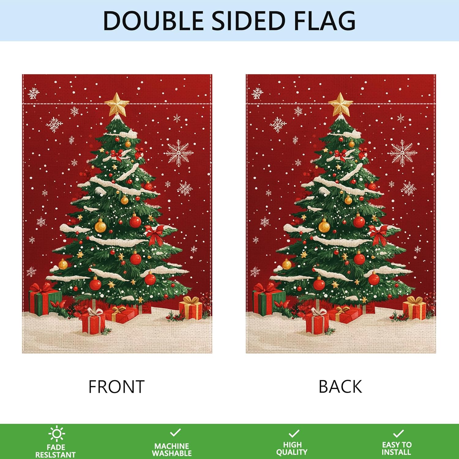 Winter Christmas Tree Garden Flag 12x18 Inch Double Sided Snowflake Xmas Ball Yard Outdoor Flag House Holiday Outside Decoration - Image 7