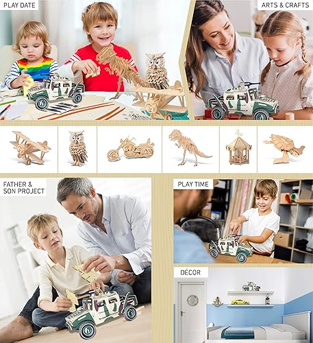 Miniatura 4 de Puzzled Colorful Madera Artesanía Construcción Hummer H13d rompecabezas