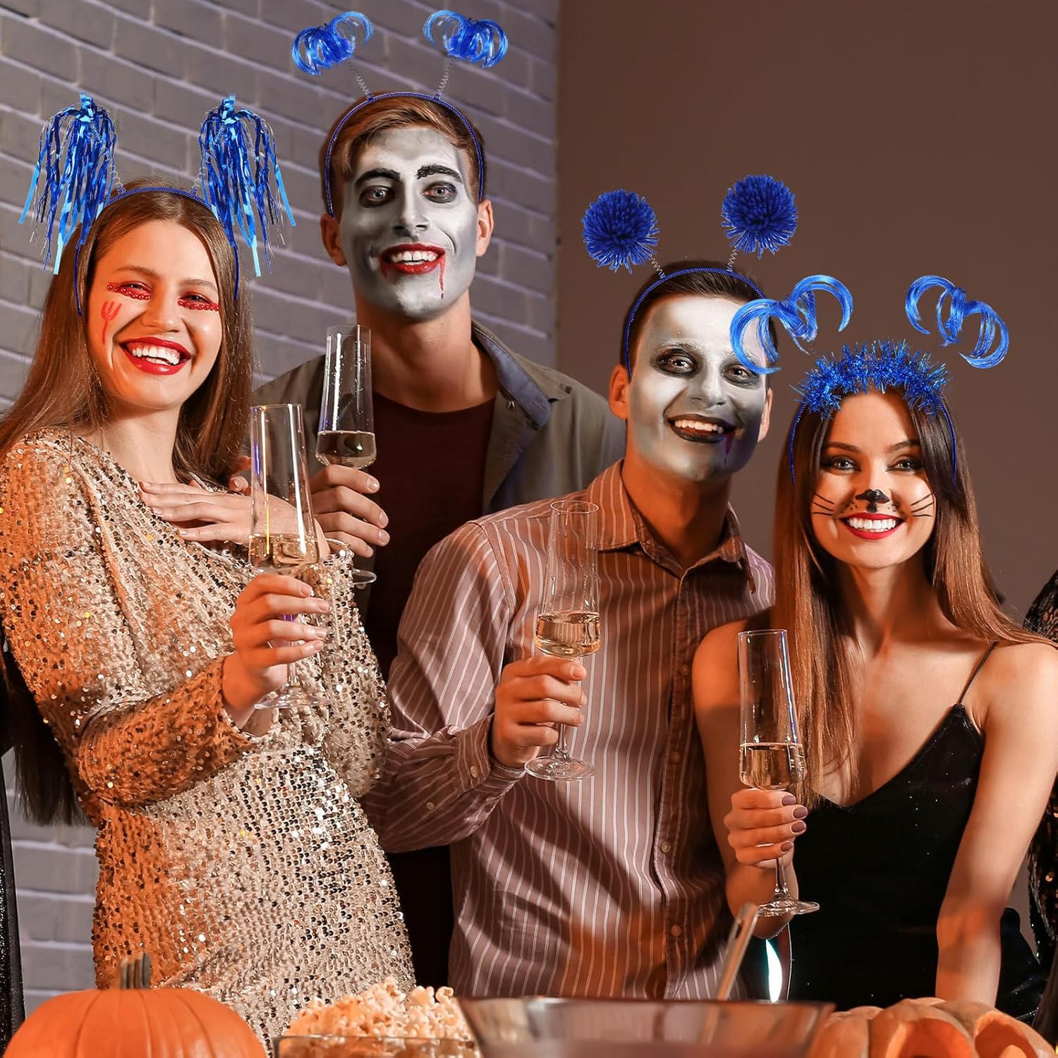 Censen 24 Pcs Pom Pom Headband Tinsel Wrapped Ponytail Head Bopper Costume Headwear Carnival Easter Party Accessory - Image 5