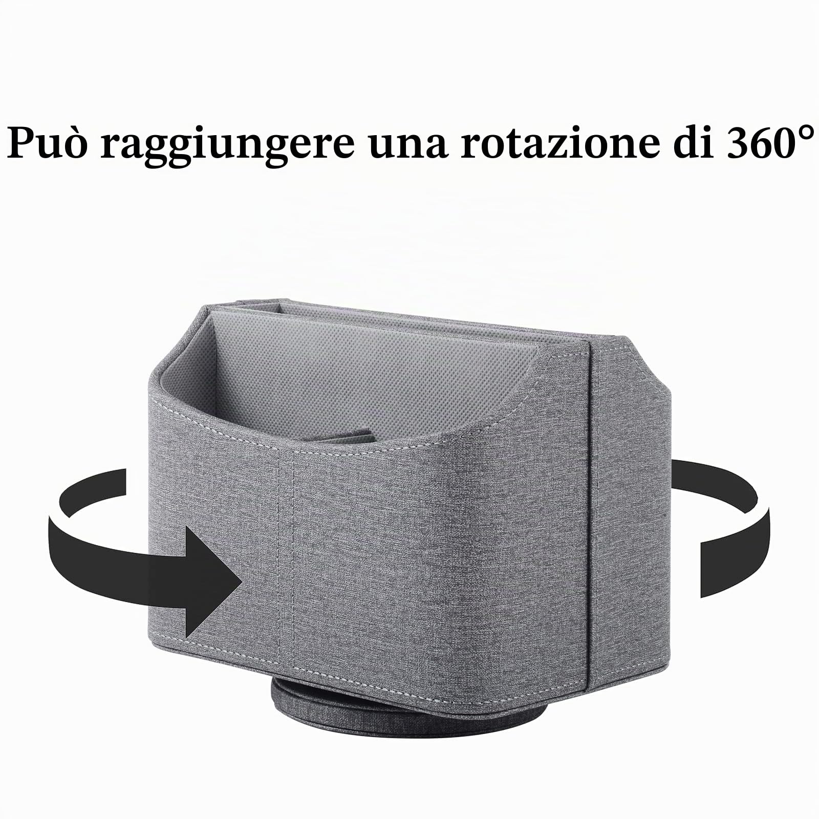 Organizzatore per telecomando girevole a 360°, contenitore per telecomando TV, organizer in pelle PU con 5 scomparti, multifunzione per comodino, scrivania, ufficio, portapenne, Grigio