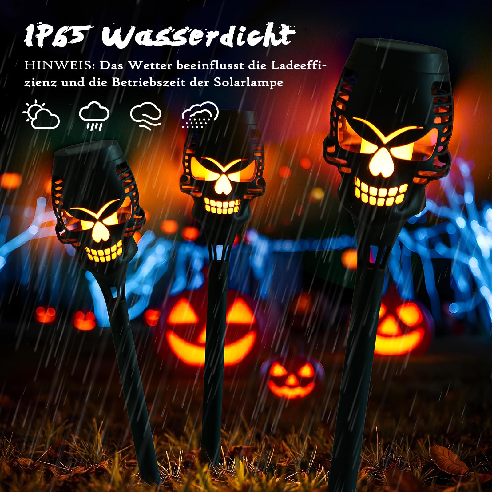 6er-Set Lila Solar-Fackeln Mit Flammeneffekt – IP65 Wasserdicht, 8-10h Leuchtdauer, Lichtsensor, Für Garten, Wege