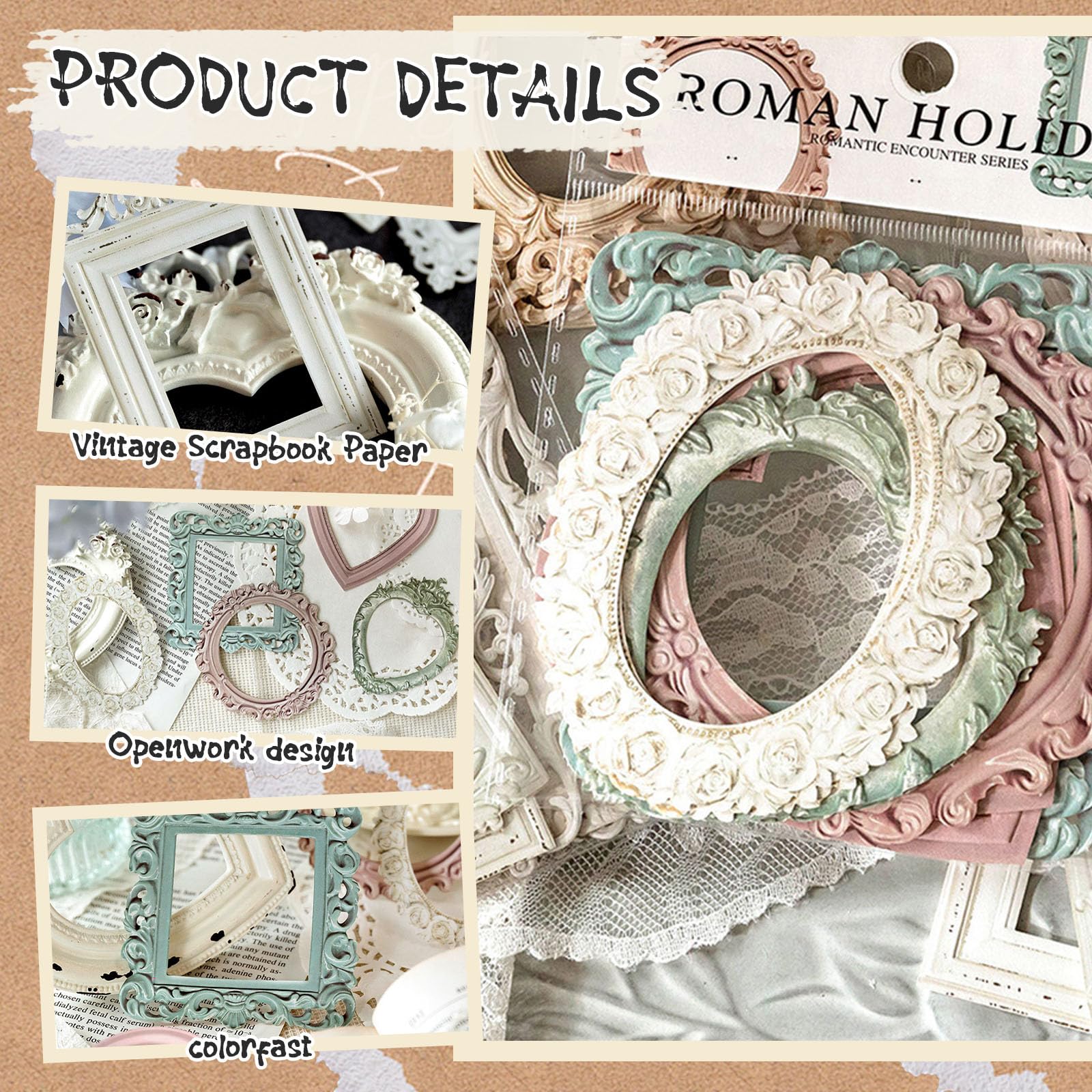 40pcs Vintage Scrapbook Frames Cutout, Scrapbook Window