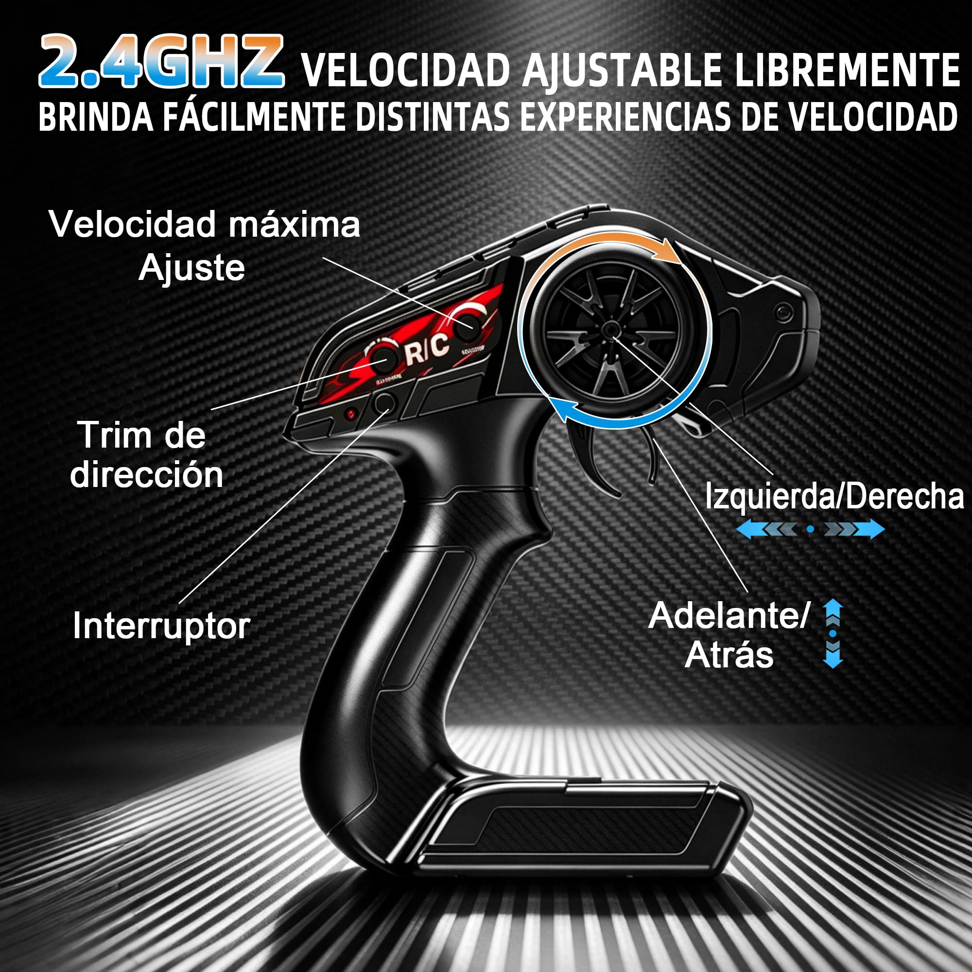 Coche teledirigido – 1:18 Rc Auto 40 KMH de alta velocidad 4WD 2,4 GHz camión de control remoto todoterreno con dos baterías recargables para adultos y niños – Azul