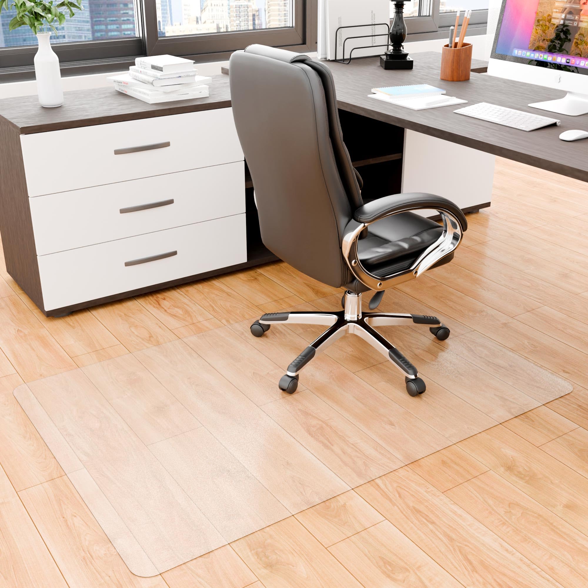 Naturei Chair Mat for Hard Floor, 40” x 60” Office Floor Protector for Rolling Chairs, Easy Glide Under Desk Mats for Hardwood (Rectangle)