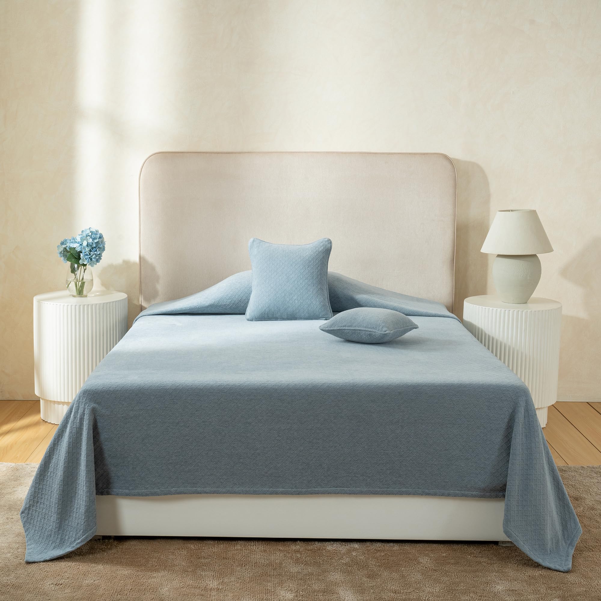 maspar Single Bed Pure Cotton Solid 256 GSM Bed Cover – Can Be Used as a Blanket & Bed Throw-image-0