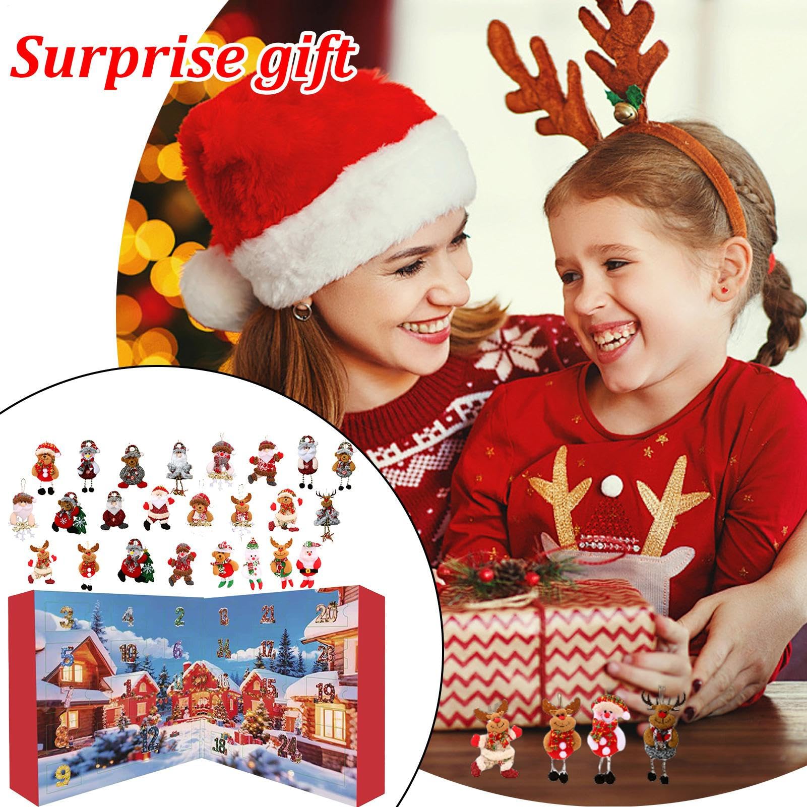 Calendario De Adviento Para Decoración Del Árbol De Navidad 24 Días de | De Peluche Para Decoración para Casa Familia Interior Pared Repisa de Chimenea Salón