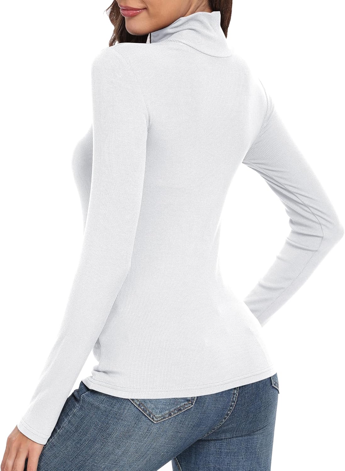 GEMBERA Womens Long Sleeve Turtle Neck Basic Slim Fitted Ribbed Knit Tops Thermal Shirts - Image 3